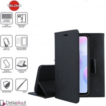 Atverčiamas dėklas su skyreliais - juodas (Xiaomi Redmi 9A) Atverčiamas dėklas su skyreliais - juodas (Xiaomi Redmi 9A)